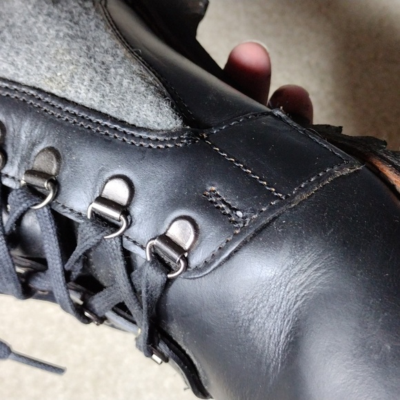 Wolverine 1000 Mile men's black leather & gray wool ankle boots. Mint. Size 11.5 - Picture 6 of 16